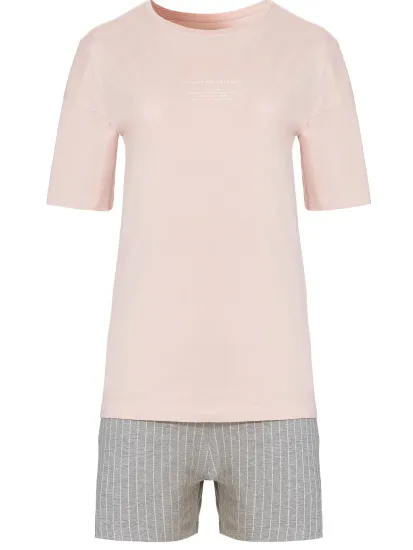 By Louise Dames korte pyjama set shortama Roze