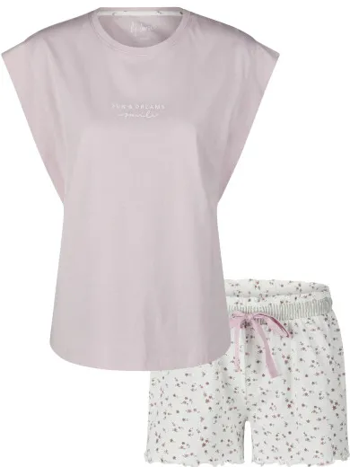 By Louise Dames korte pyjama set shortama lila sun&dreams Roze