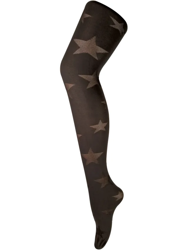 Sock Snob Dames80 denier ondoorzichtig patroon panty's - Star Brown Bruin