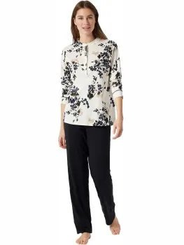 Schiesser Contemporary Nightwear Pyjama Interlock Zwart,Versch.kleure/Patroon,Wit
