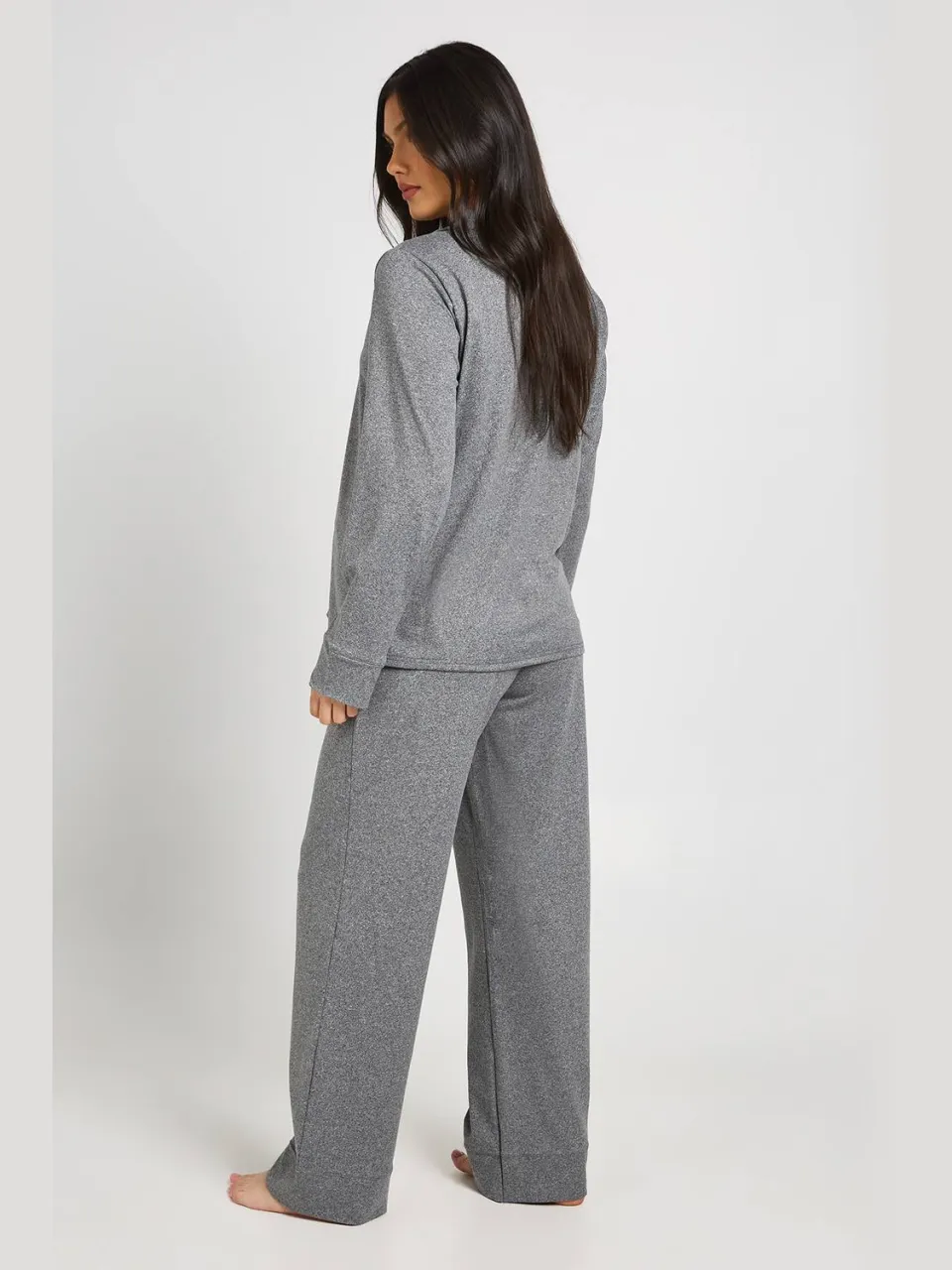boohoo Dames Zwangerschaps Pyjama Set Met Zacht Aanvoelend Doorknoop Shirt En Broek houtskool, foto 2