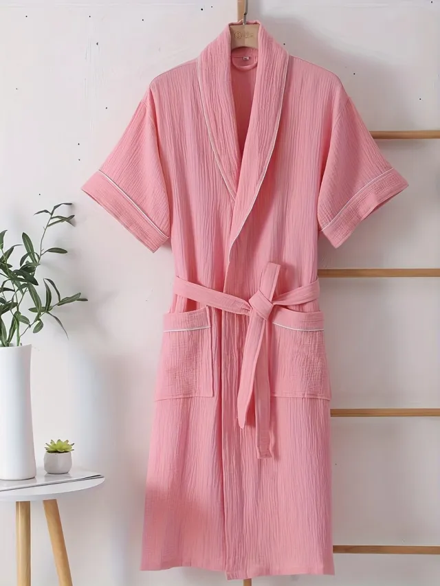 Currero Satijnen Badjas Dames - Kimono - Kamerjas - Satijn - Ochtendjas - Duster - Pyjama - Pauwblauw Pauw blauw
