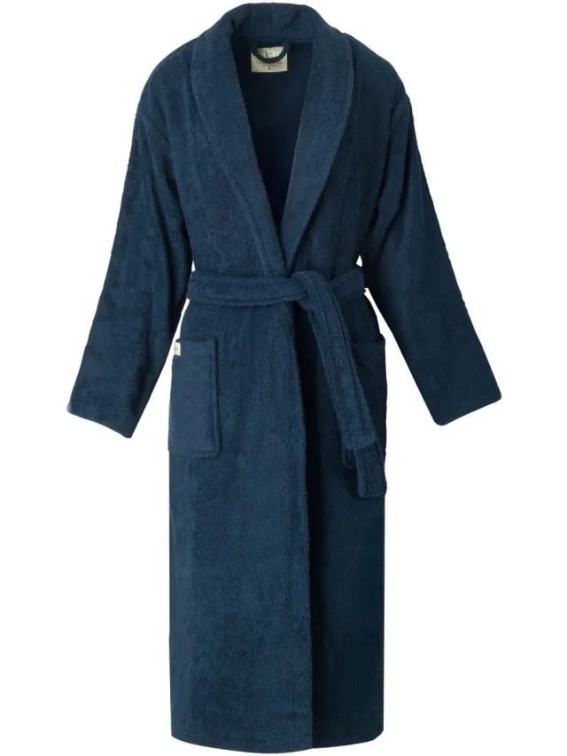 PandaHome L&G - Unisex Badjas - 100% Katoen Badjas - XXL - Navy - Katoen badstof - Sjaalkraag - Badjas dames - Badjas heren - Badjas dames en heren