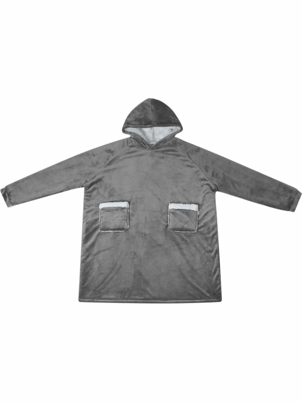 vidaXL Deken hoodie Donkergrijs L Fleece en Flanel grijs, foto 2