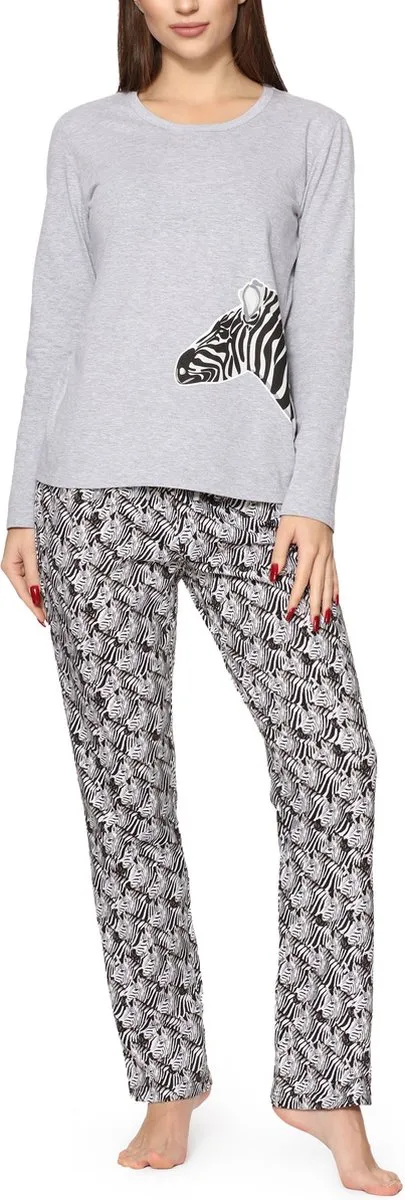 Merry Style Dames Pyjama - Lange mouwen - Lange broek - Katoen - MS-MS10-169-PJ - Gemêleerde Zebra