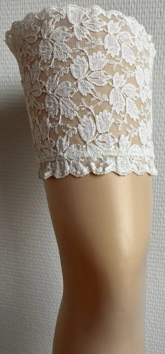 Clio Hold Ups - Hold Up Kousen - Breed - Kanten - Boord - for a very special day - 15 Den. - T3 - Medium - Ivoor