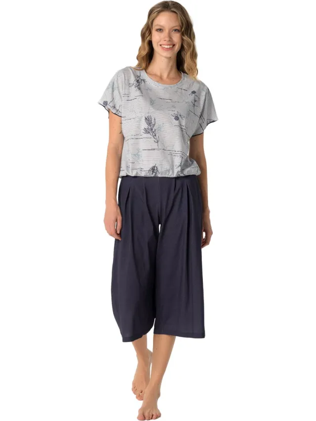 Pijadore Dames Capri Pyjama Set Wit