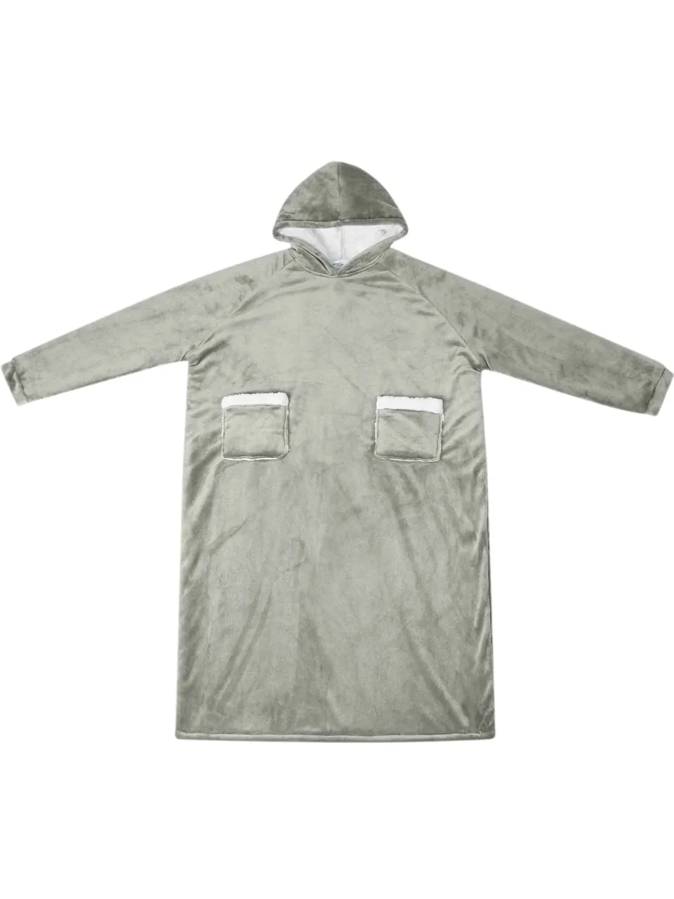 vidaXL Deken hoodie Grijs L Fleece en Flanel, foto 2
