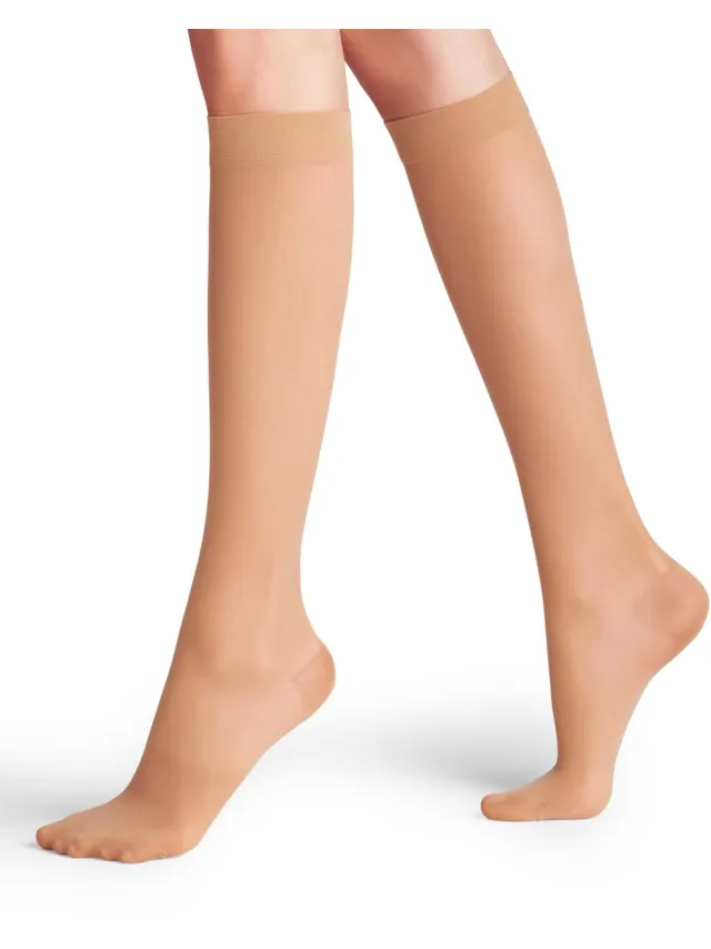 Falke Energize half doorzichtig met compressie materiaal sheer 30 DEN kniekousen dames transparant-38 beige 4069