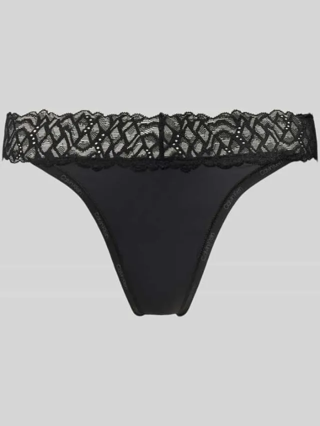 Calvin Klein String met kantgarnering zwart, foto 2