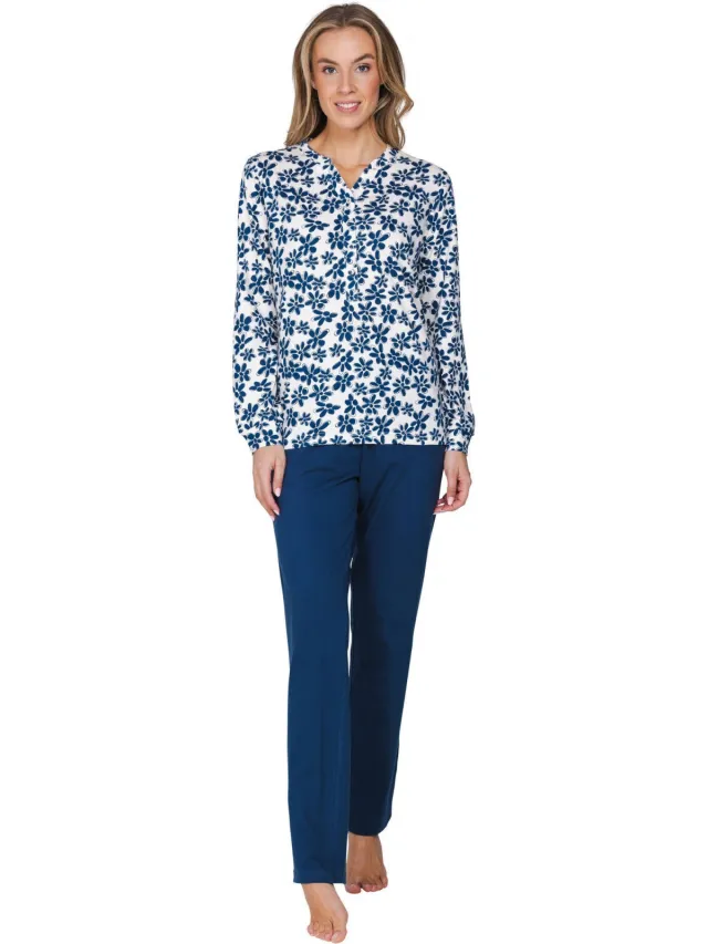Pastunette pyjamaset donkerblauw Donkerblauw/wit