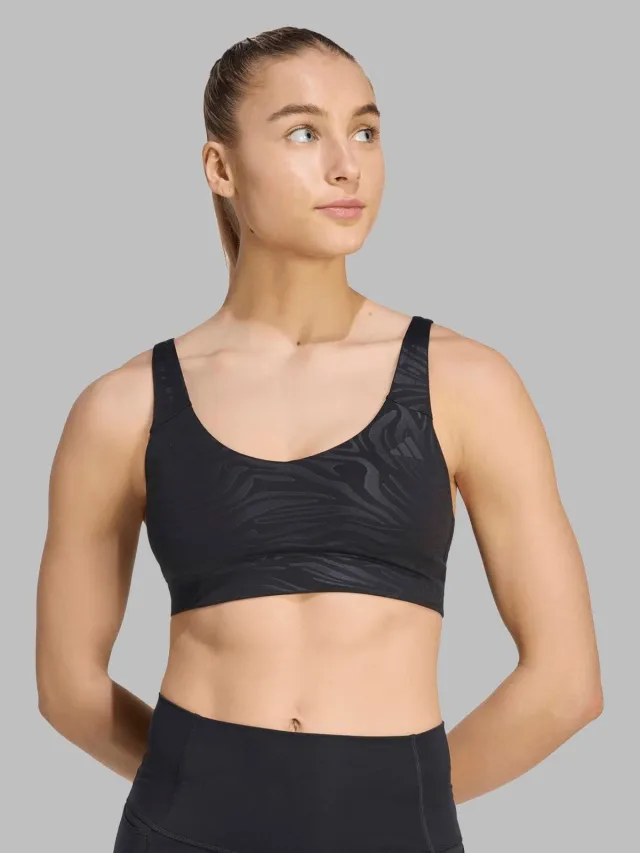 Adidas All Me Essentials Graphic Light Support sportbeha zwart, foto 6