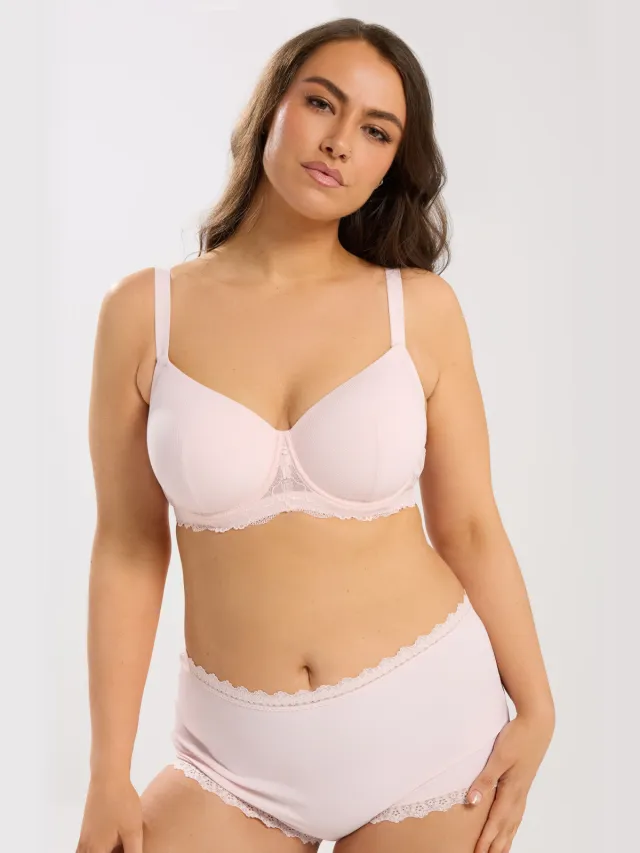 Yours Roze Zachte Geribbelde Bh Met Beugel, foto 3