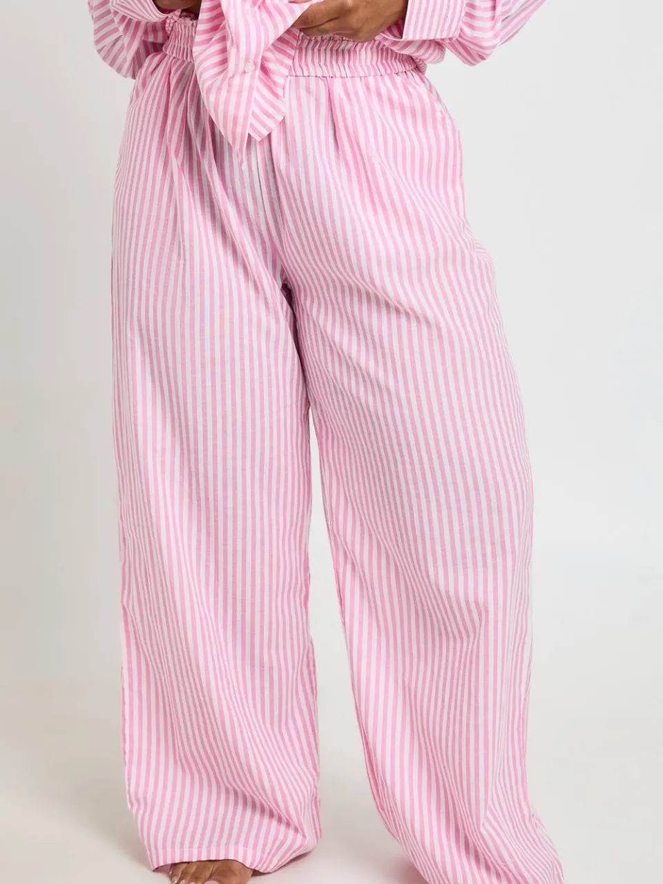 boohoo Dames Plus Katoenen Pyjamabroek Met Krijtstreep roze, foto 4