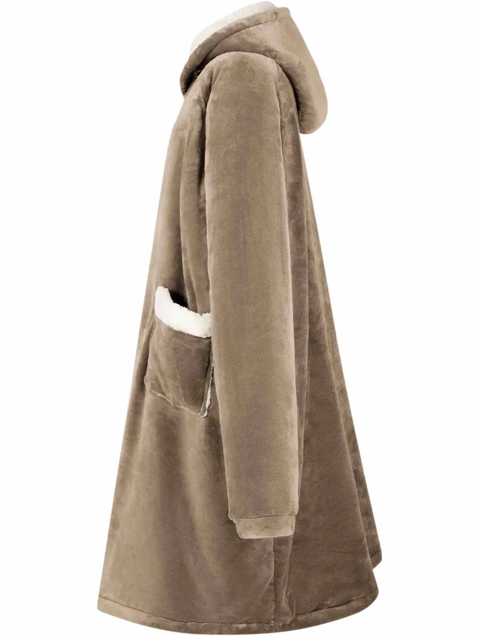 vidaXL Deken hoodie Kameel M Fleece en Flanel bruin, foto 3