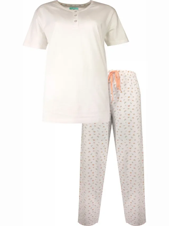 Tenderness Dames Pyjama - Katoen - Polo Sluiting - Wit