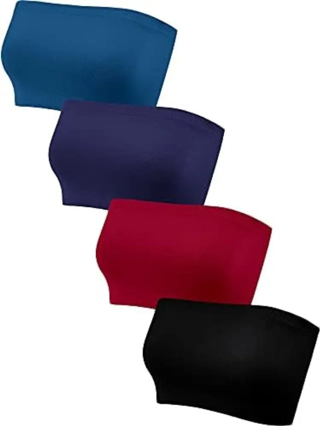 Karma Set van 4 naadloze bandeau-beha's zonder bandjes - Comfortabele bralettes voor dagelijks gebruik Roze