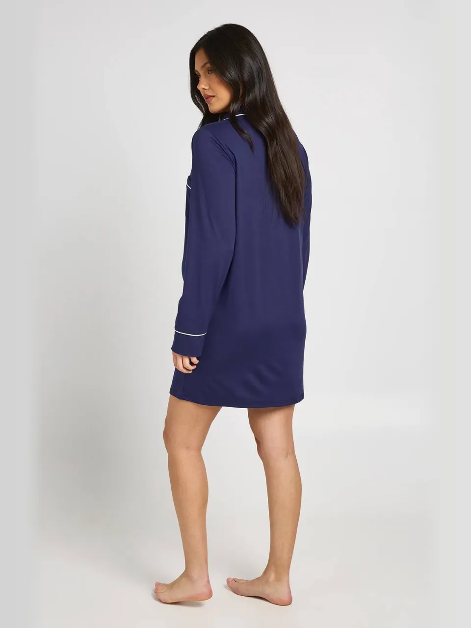 boohoo Dames Zwangerschapsnachthemd Met Paspeldetail marineblauw, foto 2