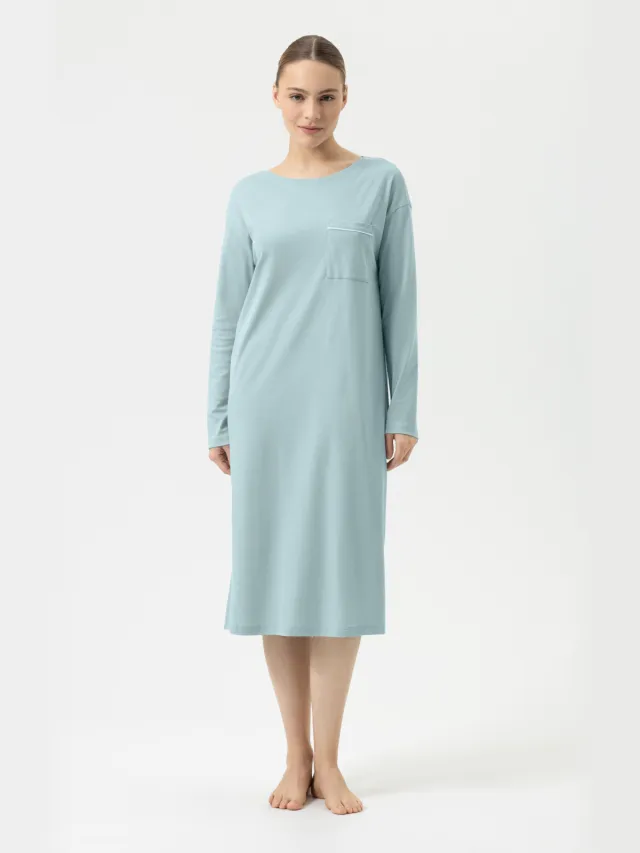Mey Nachthemd met lange mouwen Serie Classy Nights Waterscape blauw