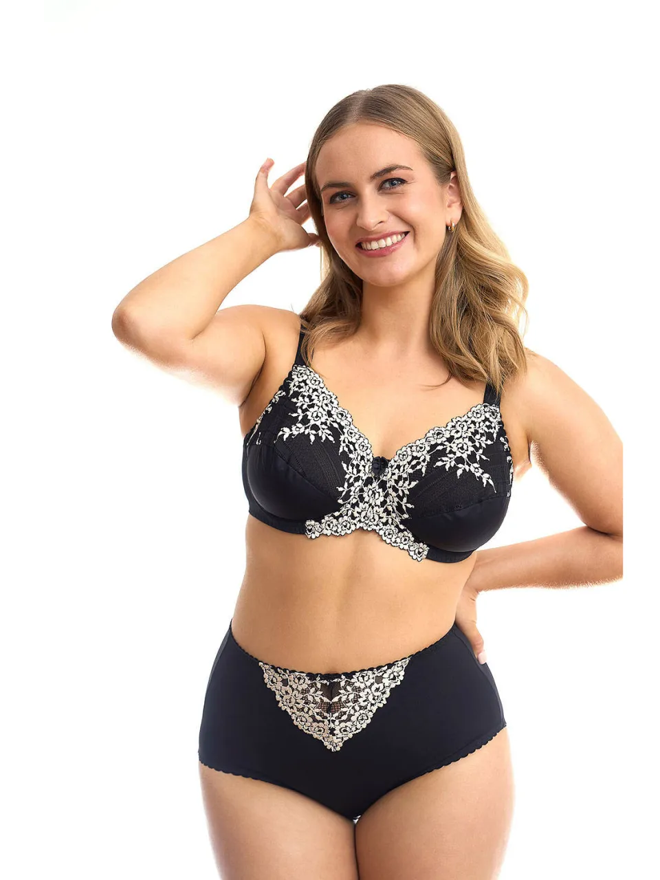 Plaisir Jane maxislip zwart Zwart/ecru