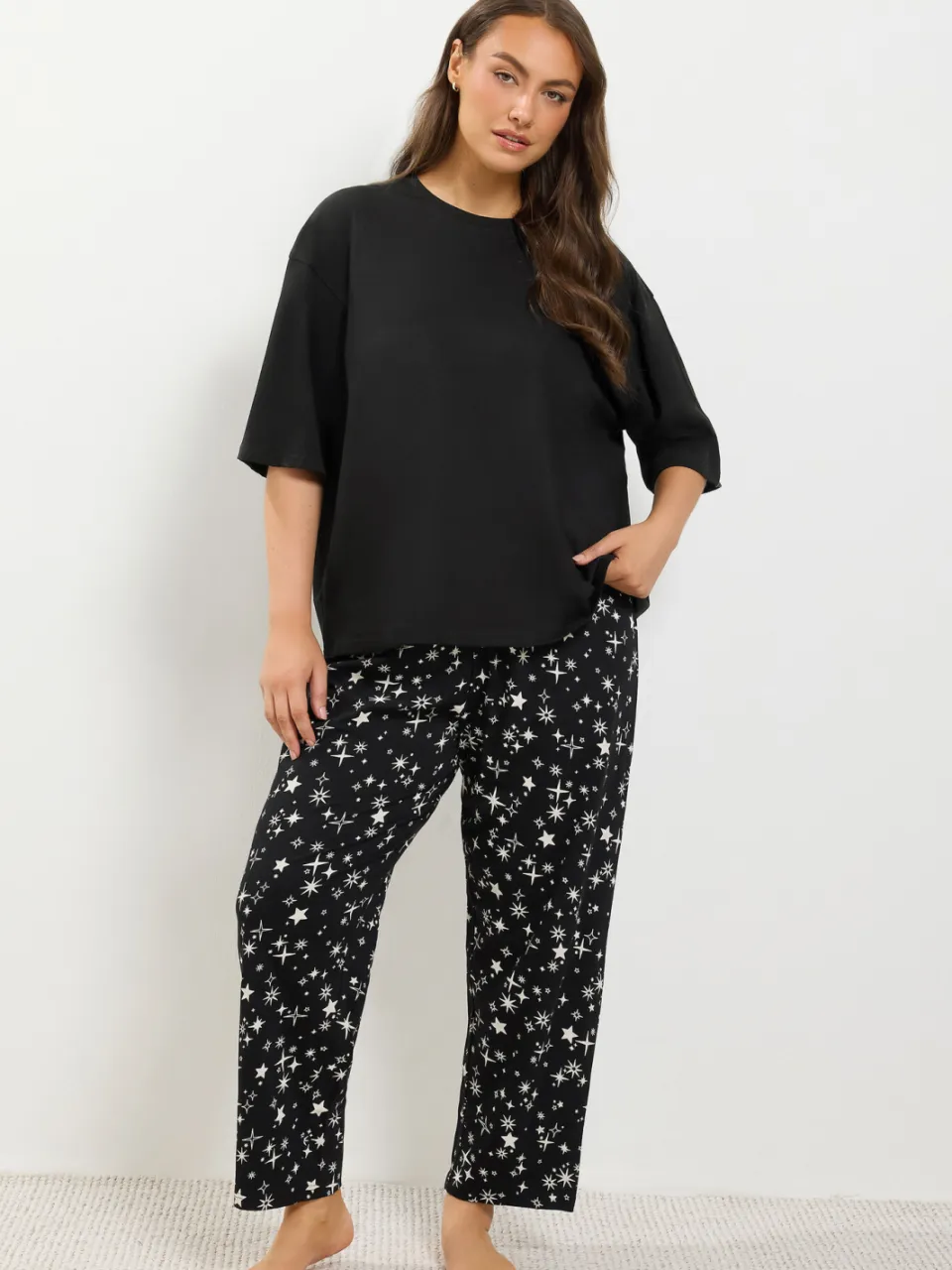 Yours Zwart Katoenen Slaaptshirt-48 Black