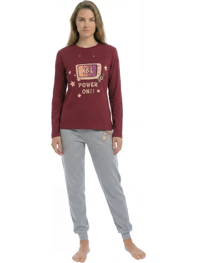 Kisses&Love KLP1 winterpyjama bordeaux
