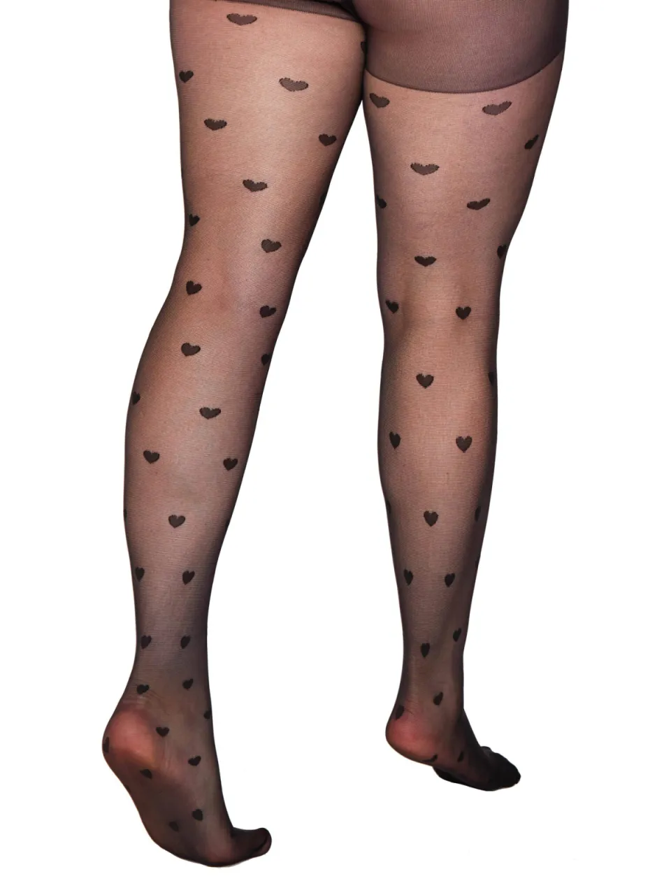 Pamela Mann plus size panty met hartjesprint 30 denier zwart, foto 2