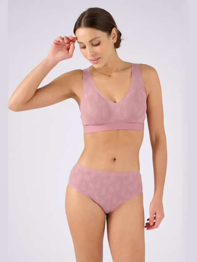 Damart Brassièrebeha met verfijnd kanten effect, zonder beugel - Dames - Violet