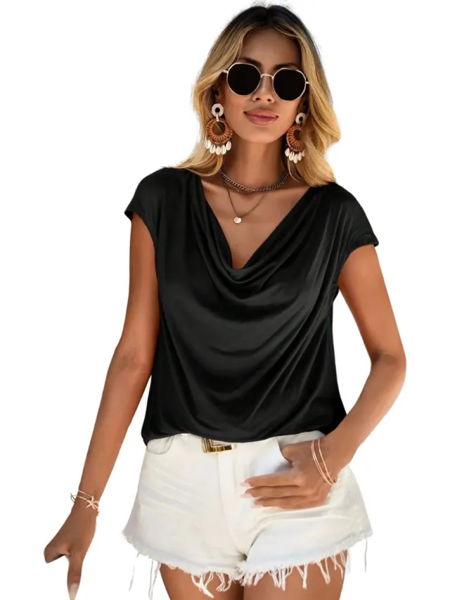 Bovista Topje Dames - Kleding - Shirt - Blouse - Kort - Volwassen - Zwart