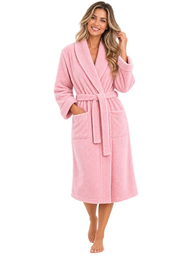 LingaDore Exclusive Badjas dames LingaDore - zacht fleece - roze damesbadjas