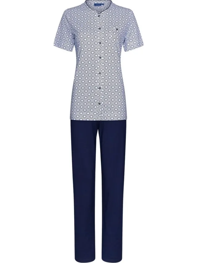 Pastunette Katoenen grafische pyjama Pastunette - Blauw - Maat - 38