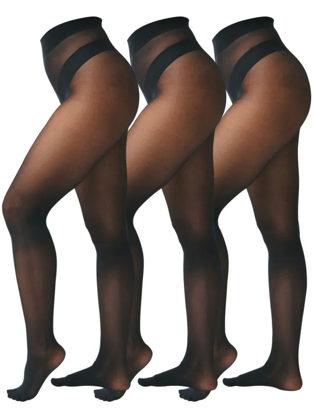 Next Dames - Set van drie ondoorschijnende panty's van 30 denier - Zwart Black
