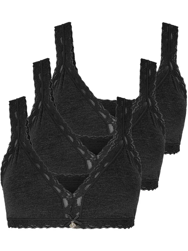 Like it! 3-pack bustiers met pads Kim zwart
