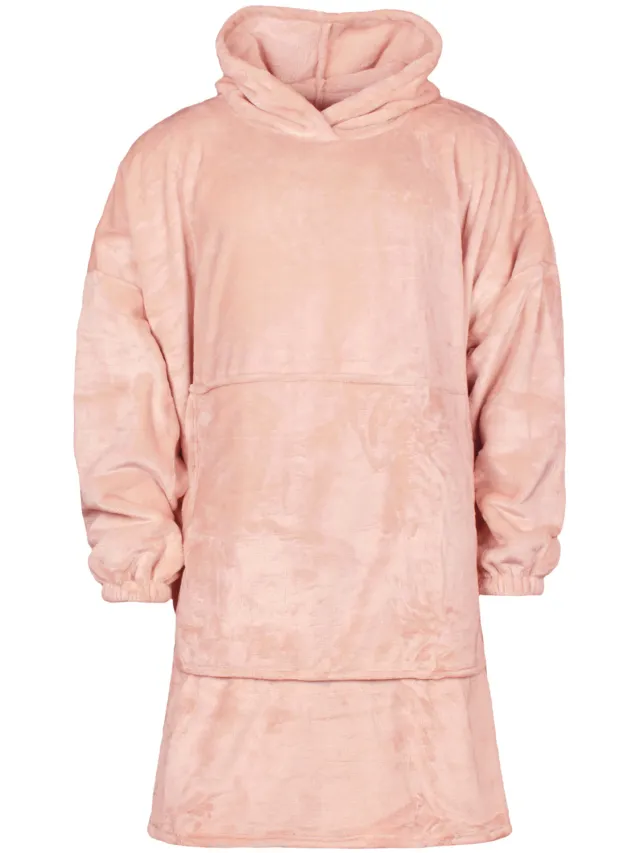 Heat Holders Warme Fleece Oversized Deken Hoodie - Extra Lange Snoodie voor Extra Comfort Roze