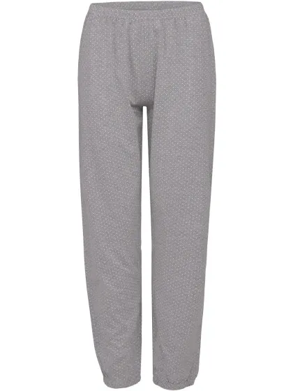 By Louise Dames pyjama set lang katoen donkerblauw / grijs gestipt, foto 2