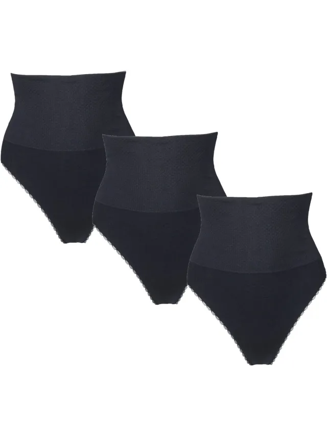 J&C 3-pack Dames corrigerende string J&C 3235 Zwart