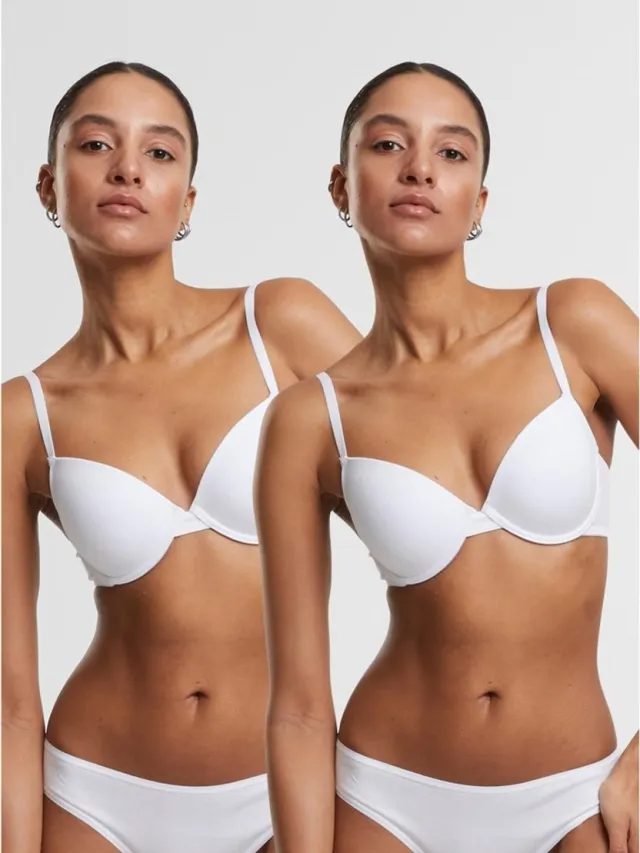Urban Classics Basic cotton 2-pack BH - 80B - Wit/Wit