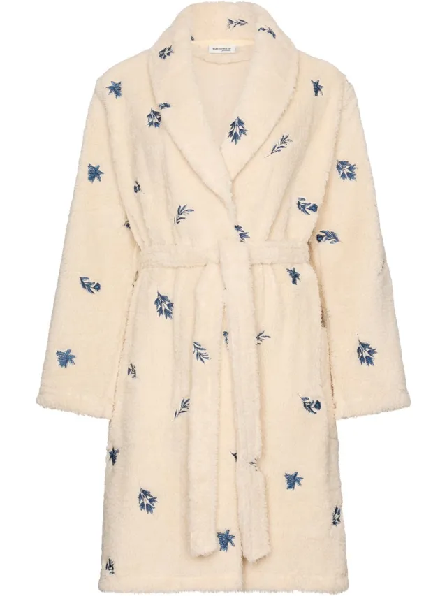 Pastunette Premium - Badjas - Blue Mirage - Sherpa Fleece - Ecru beige