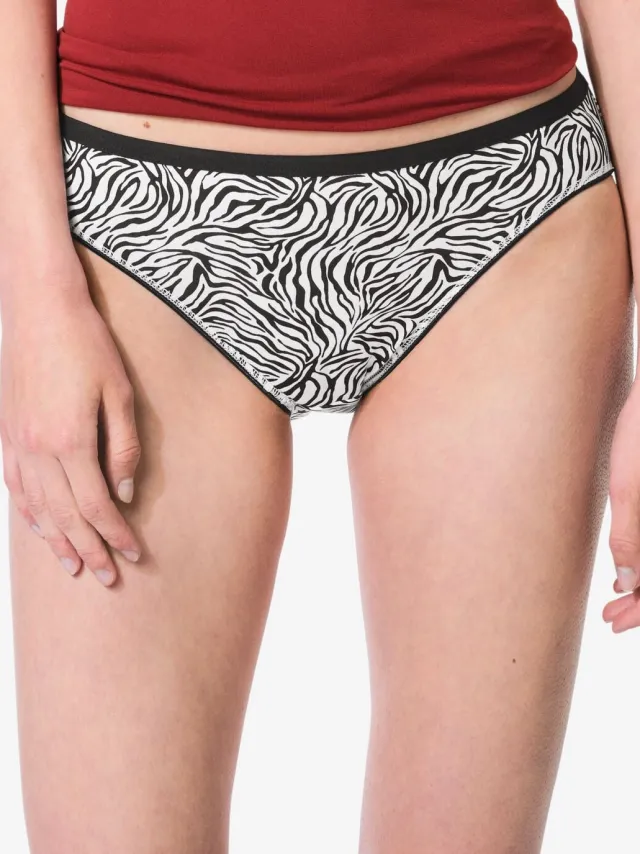 HEMA Dameslips katoen dieren - 2 stuks zwart/wit (zwart/wit)
