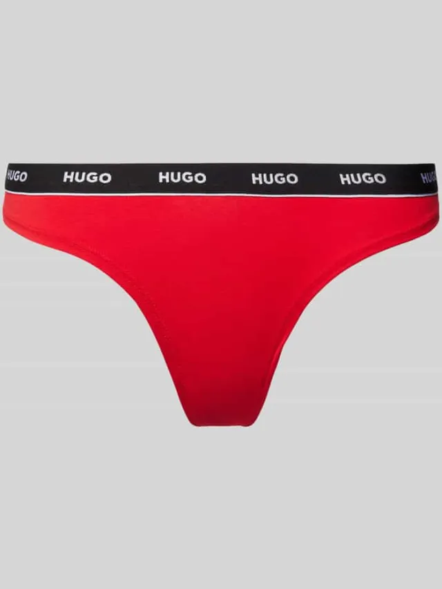 Hugo String met elastische band met label, model 'Carousel' Rood
