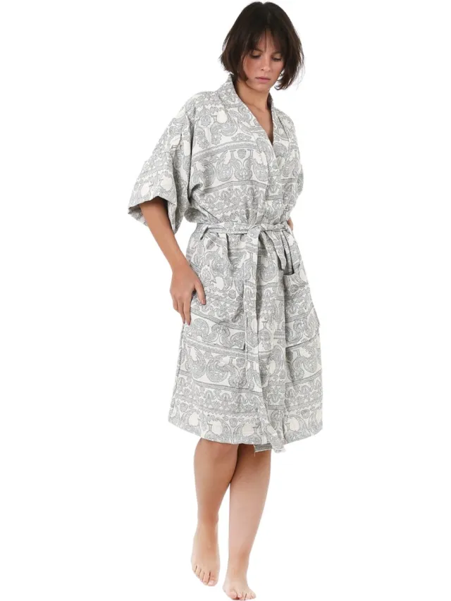 Trimita Haan kimono badjas - 100% Turks katoen - mousseline - dames en heren - grijs