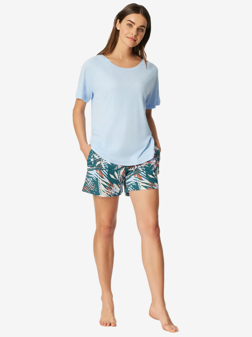 Schiesser Vrouwen Pyjama Modern Lichtblauw