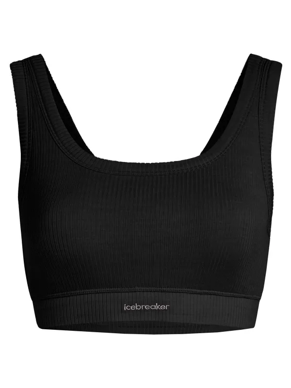 Icebreaker Merino Rib Lotus sportbeha zwart