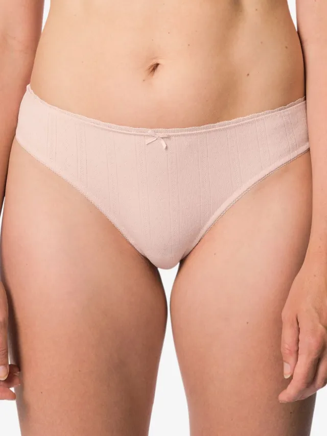 HEMA Damesstring pointelle katoen met kant lichtroze (lichtroze)