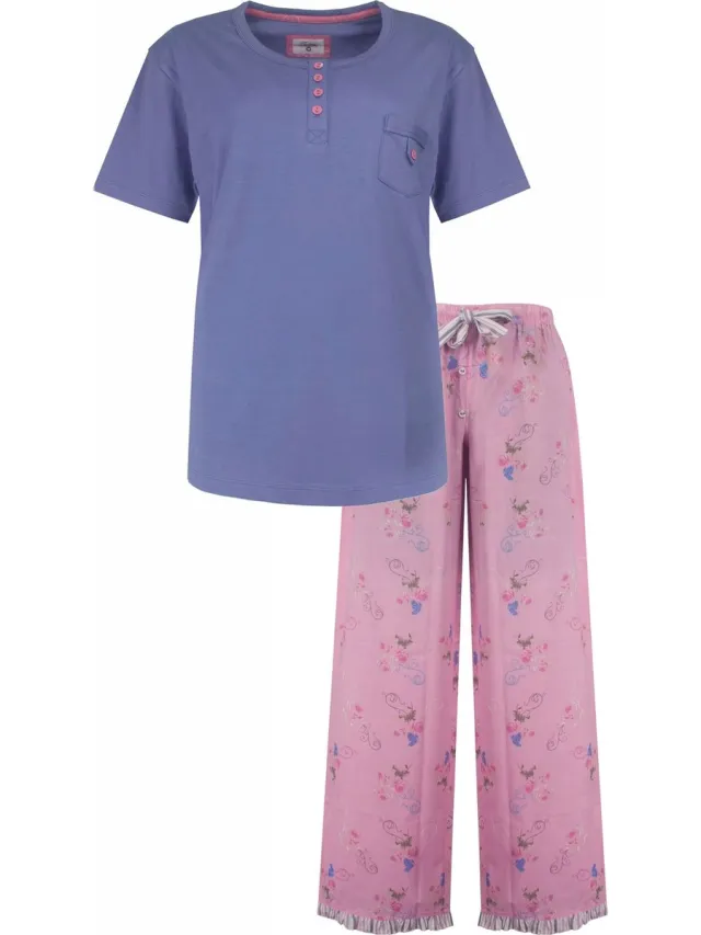 Tenderness Dames Pyjama - Polo Sluiting - Lavendelblauw