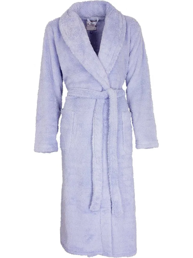 Tenderness Dames Badjas - Fleece - Sjaalkraag - Licht Blauw