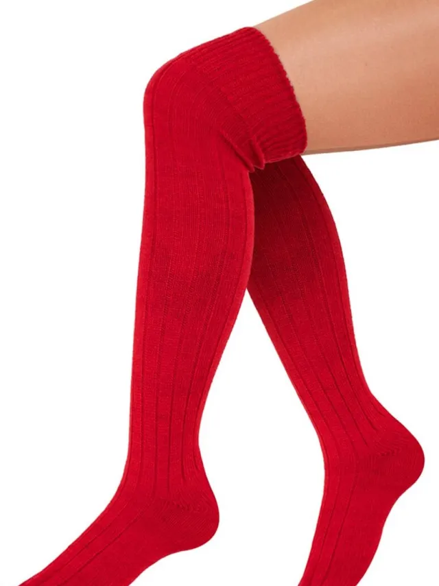 Jonyx Overknee sokken - Kniesokken - Kniekousen - Kniehoge sokken - Lange sokken - Rode sokken - Feest sokken - Kostuum accessoires - Over the knee socks - Rood - 50 cm-43 - Jonyx