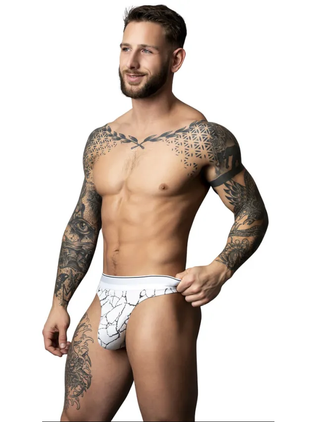 Male Power Tanga - Witte Marmer
