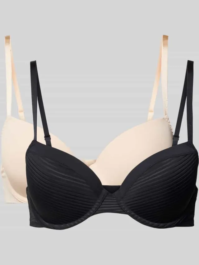 Dorina Beha met haakjessluiting in een set van twee stuks, model 'LOUISE' Zwart