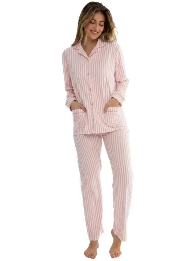 Cocodream Quality Cocodream Velours Doorknoop Pyjama 'Open Pink' - Dames Nachtmode - Lange Mouw - Roze